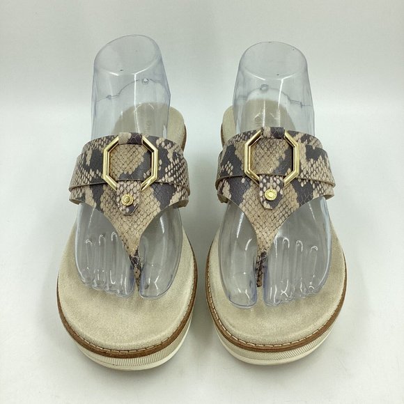 Cole Haan Women US 8.5B Original Grand Flatform Thong Sandals Python Ivy Leather - Picture 8 of 15